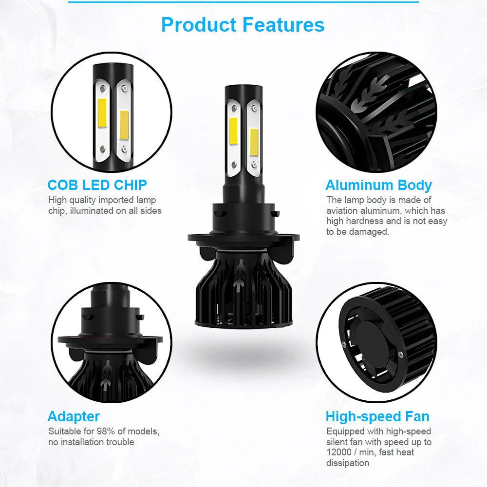 Led Headlights High Quality Canbus 4Side Chip H13 HiLo 30000Lm with Cooling Fan FOR Suzuki