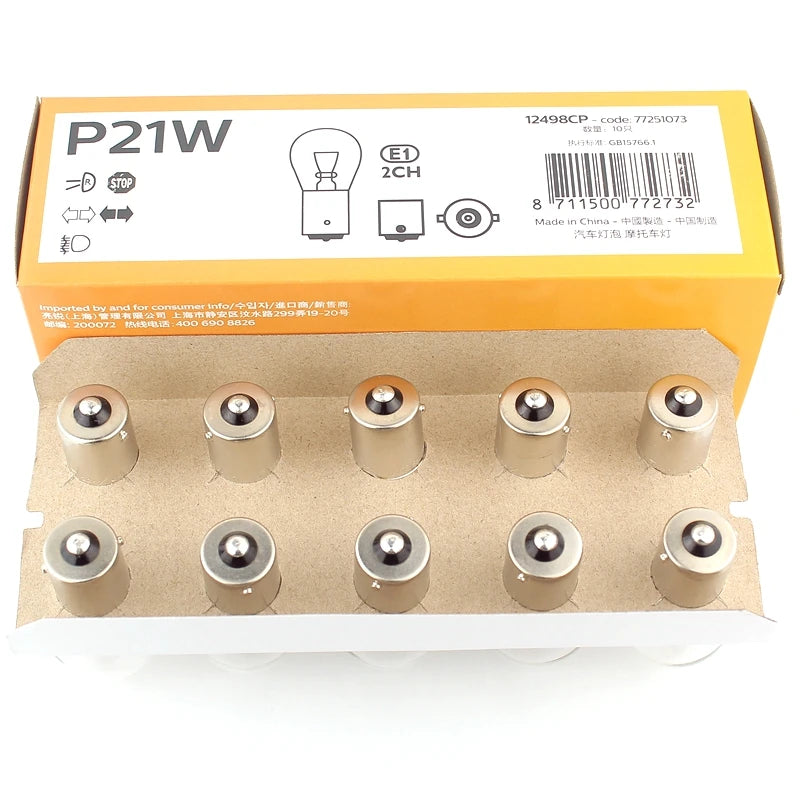 Philips P21W S25 BA15s 1156 Vision Turn Signal Lamps Original Car Fog Bulbs Standard Rever
