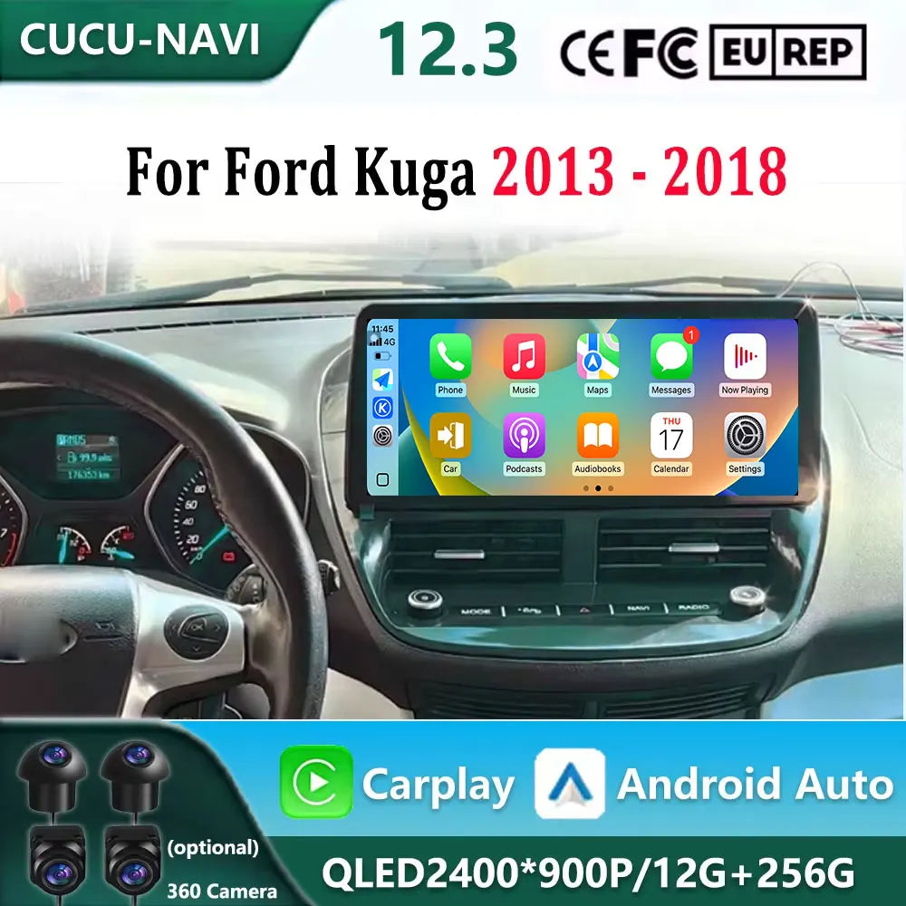 Android 15 Car Radio Multimedia Player Wireless Carplay for Ford Kuga 2013 - 2018 HD Scree | AUTOKITSHOP