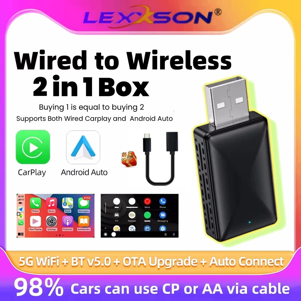 Wireless CarPlay Android Car 2 IN 1 Adapter Plug and Play Smart Mini Box WiFi Quick Connec | AUTOKITSHOP
