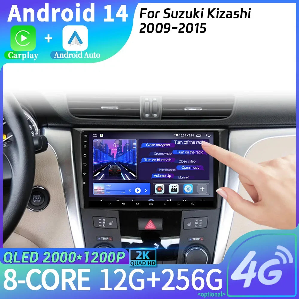 For Suzuki Kizashi 2009-2015 Android 14 Navigation Car Radio 4G GPS Wireless Bluetooth Car