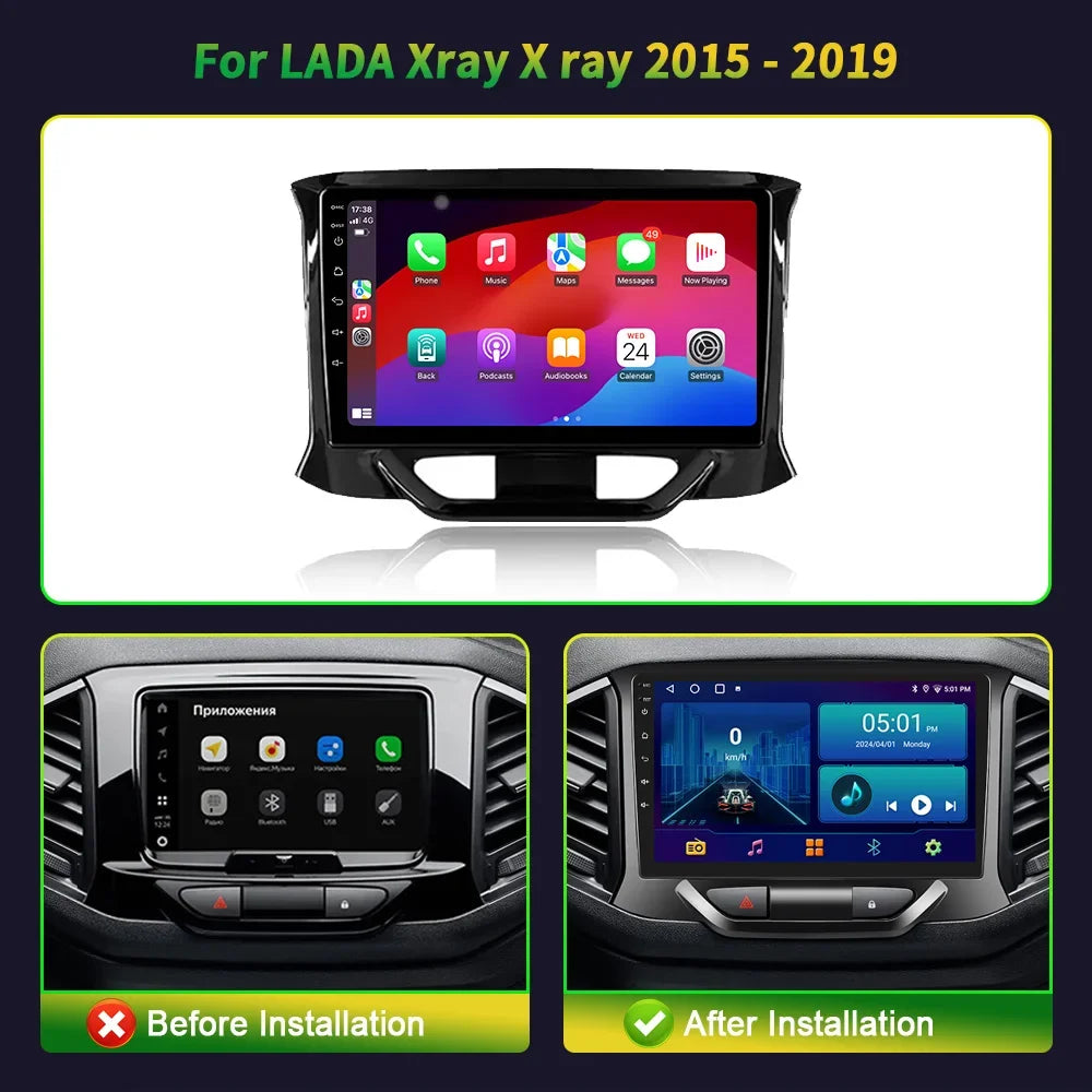 9 inch Car Radio For LADA Xray X ray 2015-2019 Android 16 Carplay Multimedia Navigation He