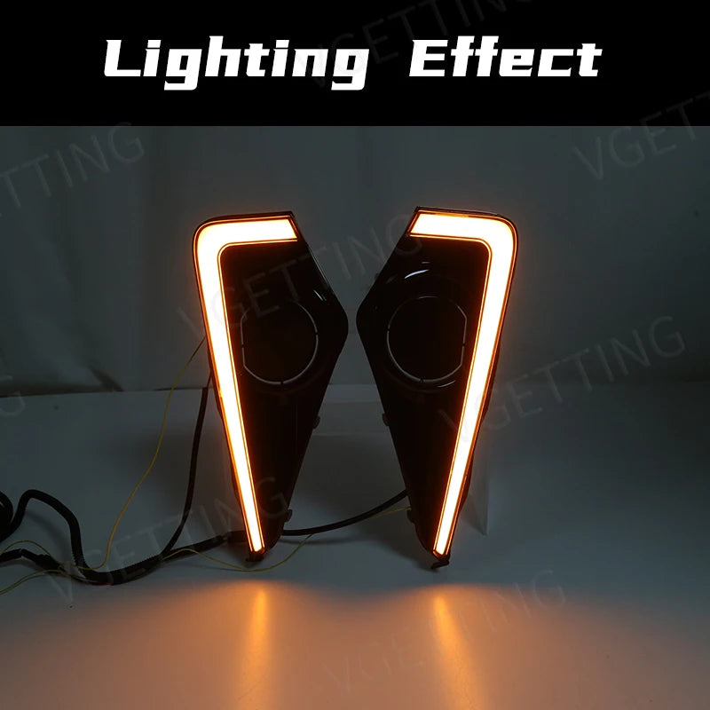 Car LED DRL Daylights For Toyota Veloz 2021 2022 2023 Yellow Turn Signal Daytime Running H | AUTOKITSHOP