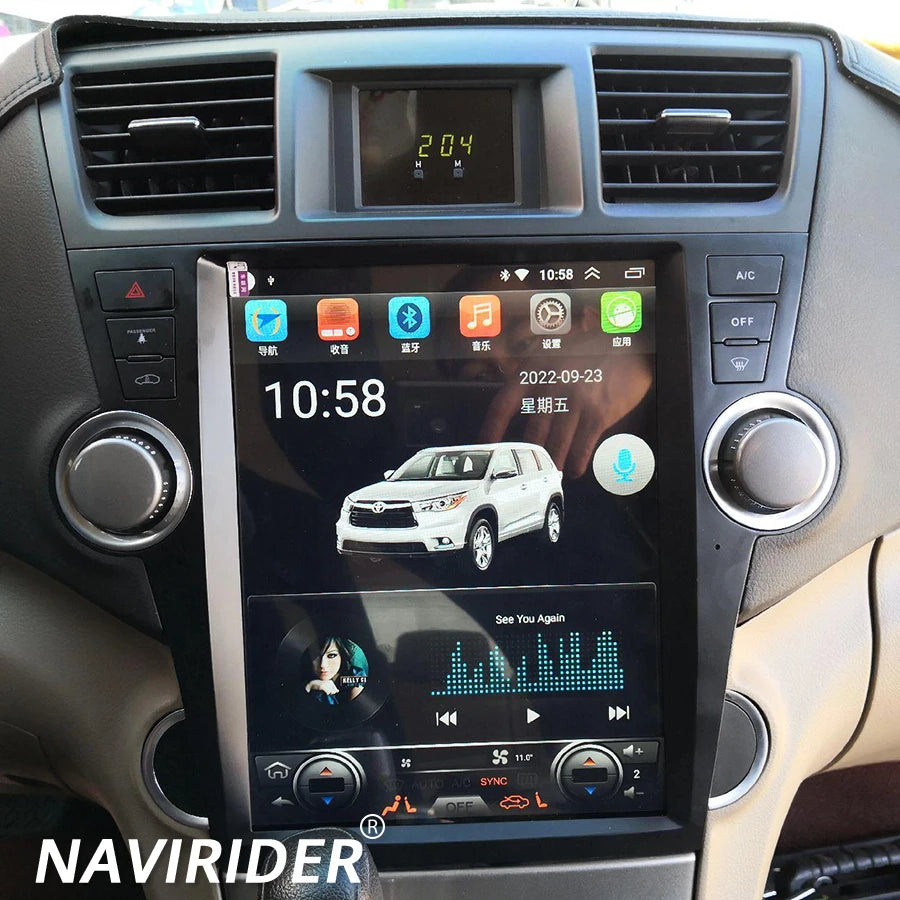 Navi car radio 1920*720P Vertical Screen Stereo HU For Toyota Highlander 2009-2013 DSP And