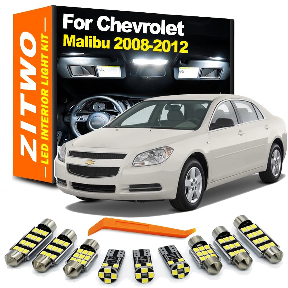 ZITWO 13Pcs Accessories LED Interior Reading Map Light Kit For Chevrolet Chevy Malibu 2008 2009 2010 2011 2012 Trunk Plate Lamp