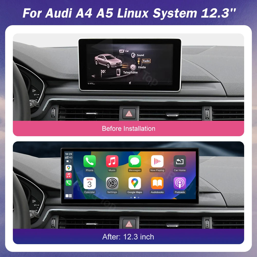 Design Wireless CarPlay Car Multimedia For Audi A4 A5 2016-2019 Support Airplay Camera Rad | AUTOKITSHOP