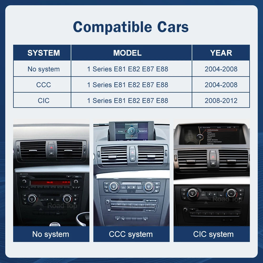 CN 12.3inch Android Auto Car Multimedia For BMW 1 Series E81 E82 E87 E88 2004-2012 CCC CIC | AUTOKITSHOP
