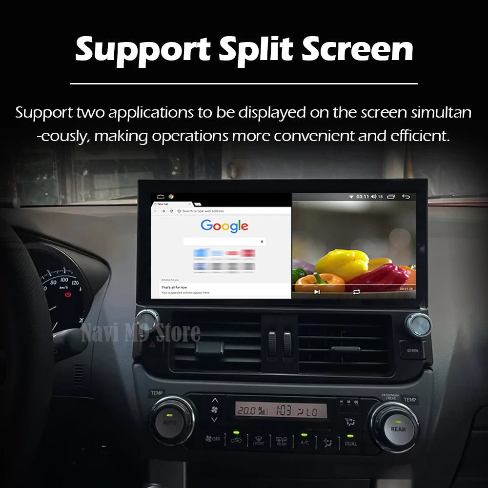 Wireless CarPlay Multimedia Display Touch Screen For Toyota Land Cruiser Prado 150 2018 -