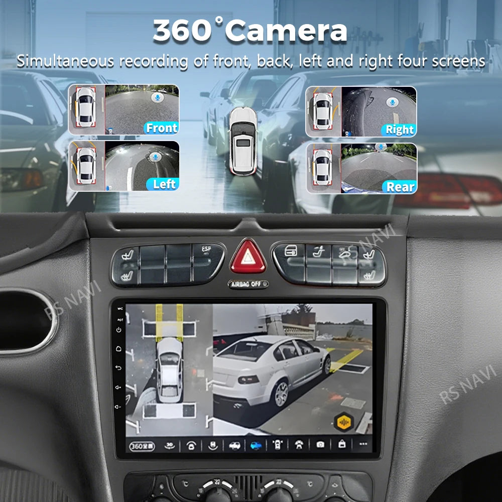 Android 16 2K QLED For Benz C Class W203 2005 - 2009 C200 C230 C240 C320 C350 Car Radio Mu