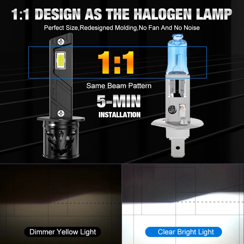 XSTORM H1 LED Lights Bulbs 40000LM 100W H1 LED Headlights Canbus Car Turbo Lamps With Fan