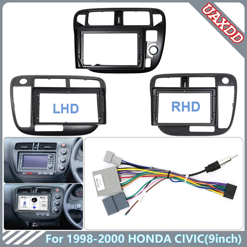 For 1998-2000 Honda Civic 9inch Player Radio Multimedia Android Stereo Harness Screens Das