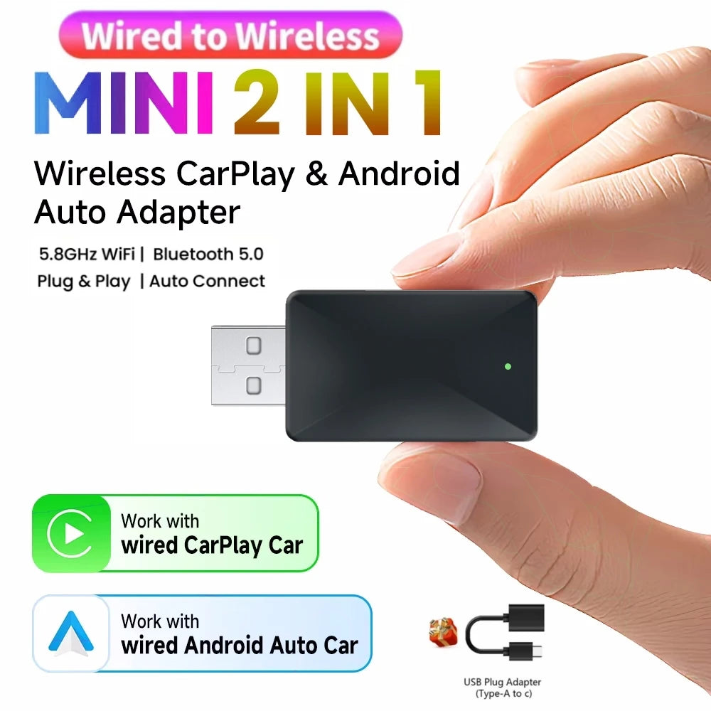 Mini CarPlay Android Auto Wireless Adapter 2IN1 Smart Box Dongle Bluetooth WiFi Fast Conne | AUTOKITSHOP