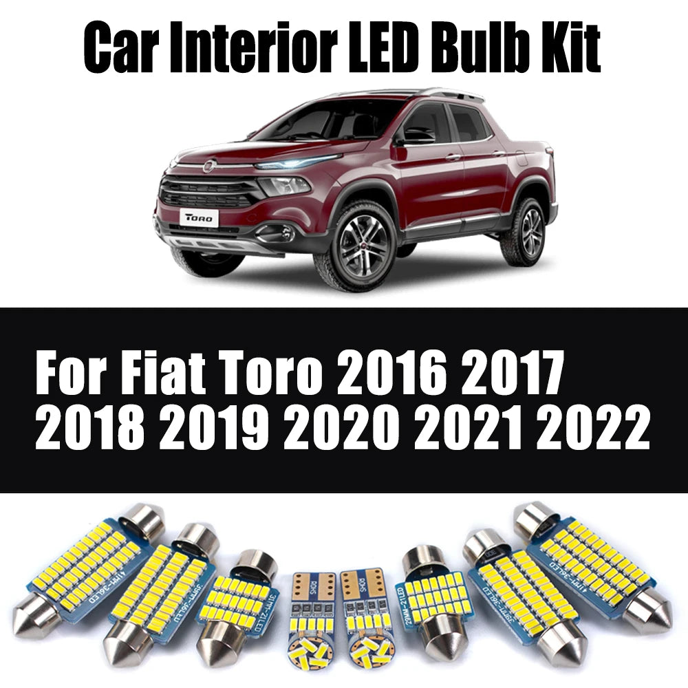 12-Piece LED Interior Light Kit for Fiat Toro 2016- 2020 - Canbus Dome Map Door Trunk Bulbs | AUTOKITSHOP