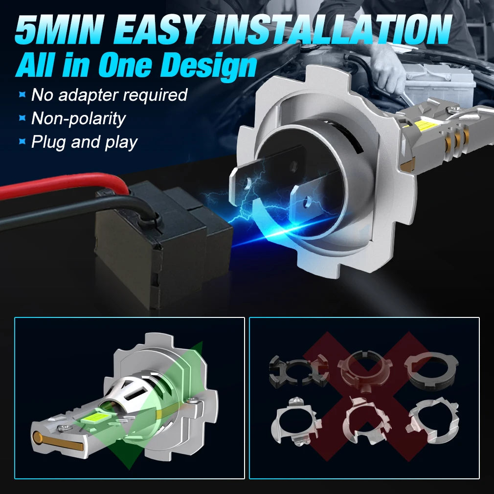 S&D H7 LED Headlight 30000LM 100W Car Headlight Bulb Super Bright 6000K White CANBUS Plug