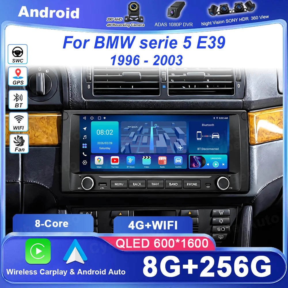 10.25Inch Android 16 For BMW serie 5 E39 1996 - 2003 Car DVD Carplay Multimedia Player Rad