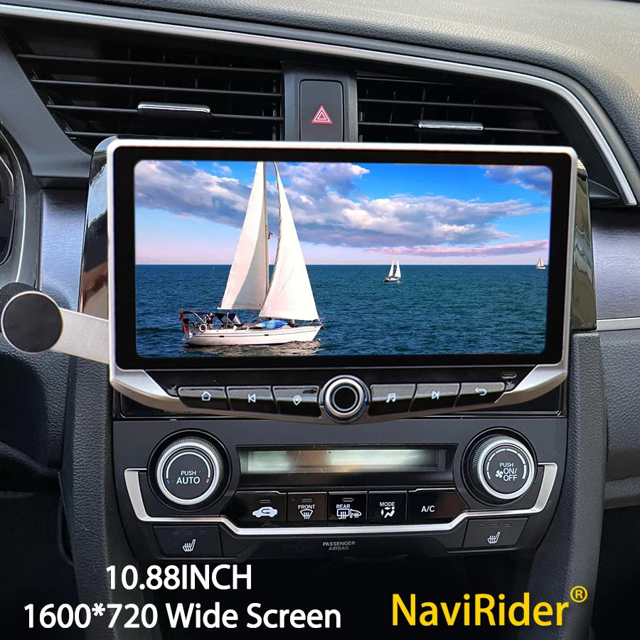 10.88" Android 14 Qled Screen For Honda Civic 2015 - 2020 holder Car Radio GPS Multimedia