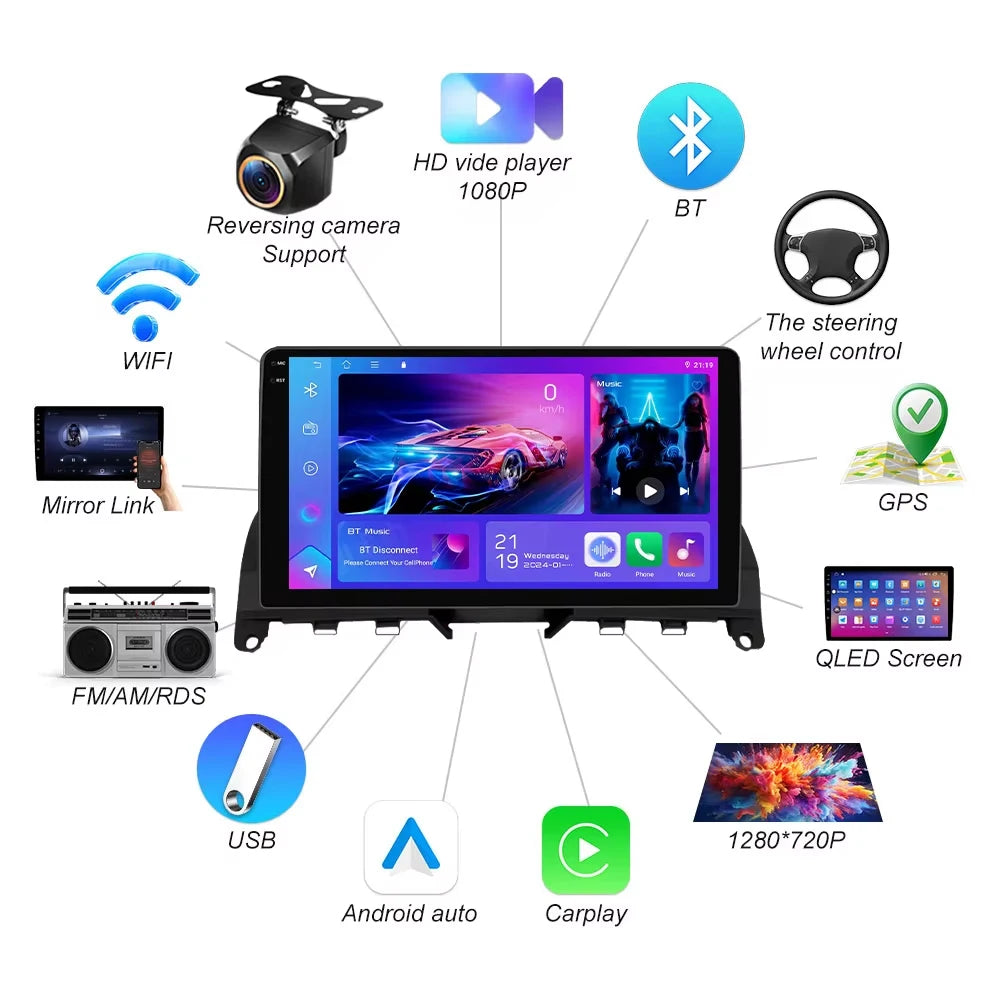 Android 16 For Mercedes Benz C Class 3 W204 S204 2006-2011 Car Radio Multimedia Video Play | AUTOKITSHOP