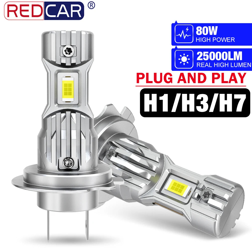 H7 LED Canbus 25000LM 80W Car Headlights H1 H3 LED Lights Bulbs 1:1 Mini Size High Power A