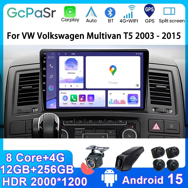 Stereo Auto Radio CarPlay For VW Volkswagen Multivan T5 2003-2015 Android Car Radio Multim