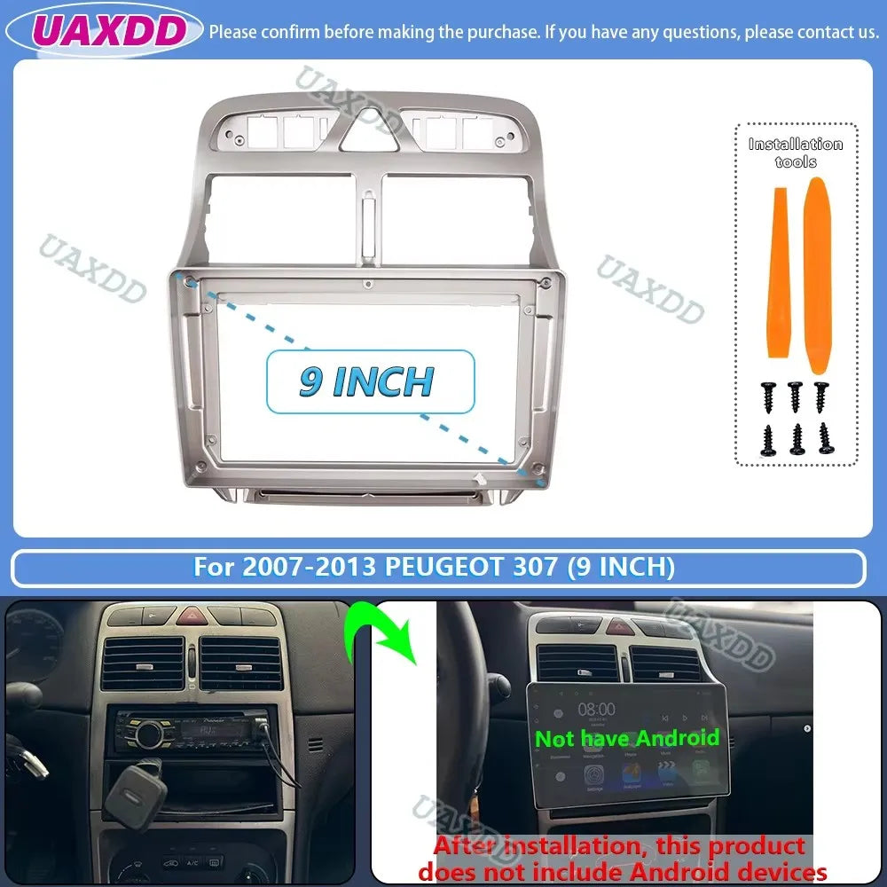 For 2007-2013 PEUGEOT 307 9inch Car stereo radio Android frame panel fascia cable video ha