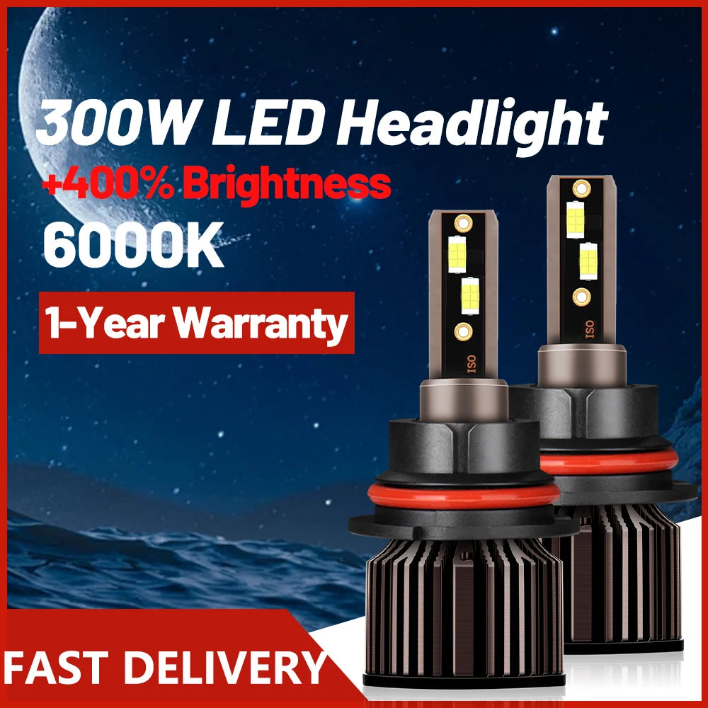 H13 Led Light H8 H9 H11 Headlight 9005 9006 9004 9007 Led Car Bulb Super Bright 300W 6000k