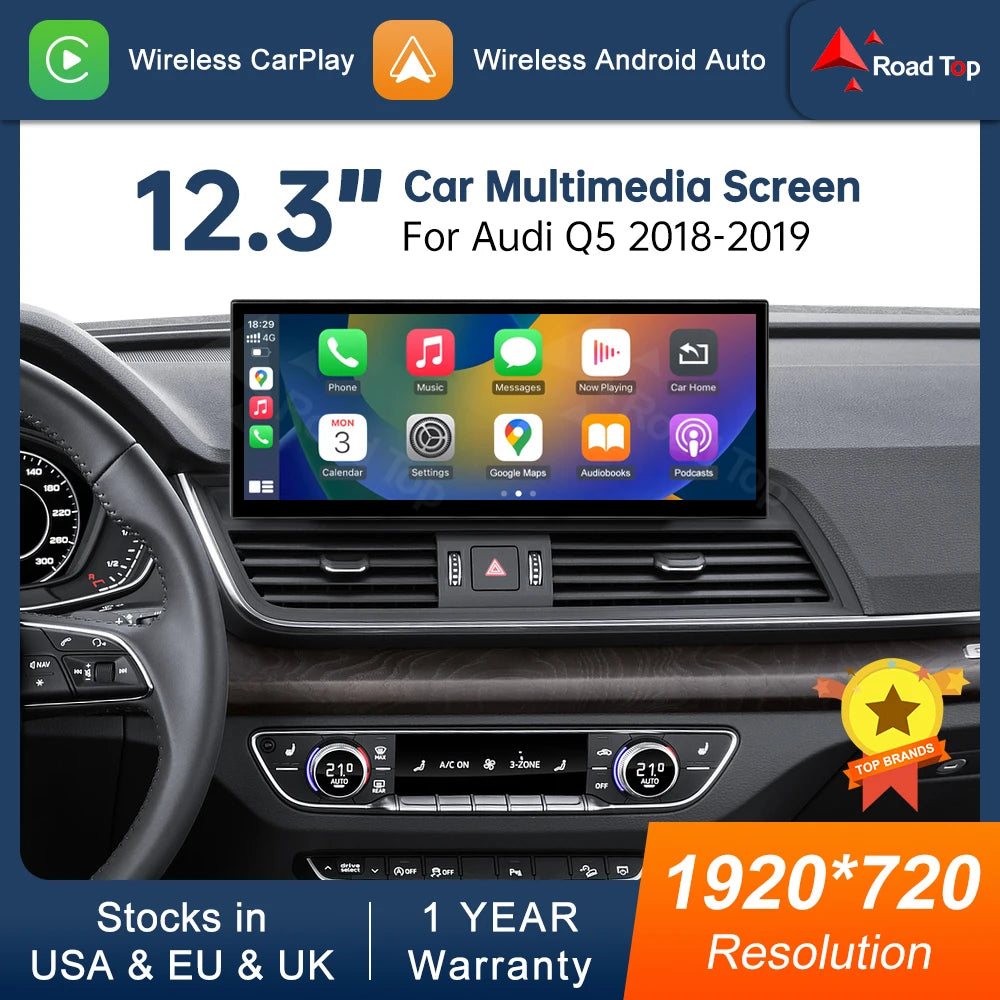 12.3 Inch Multimedia Display Touch Screen For Audi Q5 2018-2019 Airplay Miracast Function  | AUTOKITSHOP