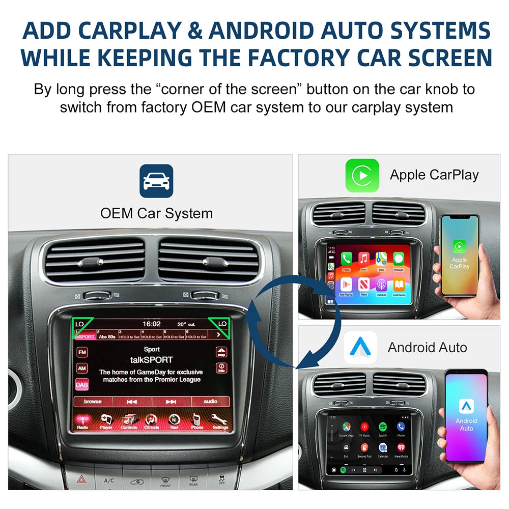 Wireless CarPlay Android Auto Retrofit Kit Decoder Box For Fiat Freemont 2013 2014 2015 20 | AUTOKITSHOP