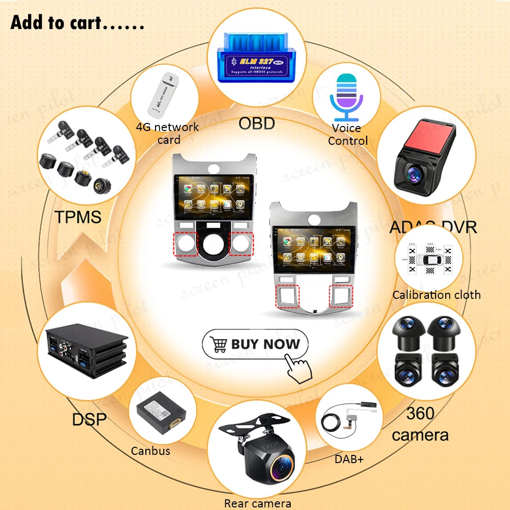 Android 16 For Kia Forte Cerato 2 Td 2008-2013 Multimedia Navigation Gps Car Radio Video P | AUTOKITSHOP