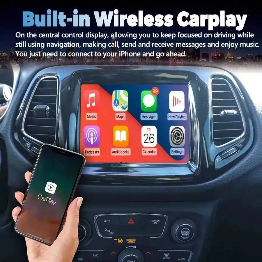 Navigation Stereo Carplay For Jeep Compass 2017 2018 2019 8.4inch Qled Screen Android 15 C