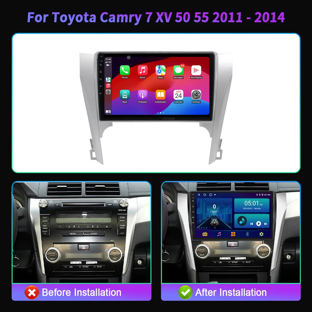 Android 14 Car Radio For Toyota Camry 7 XV 50 55 2011-2014 Navigation Wireless BT Carplay
