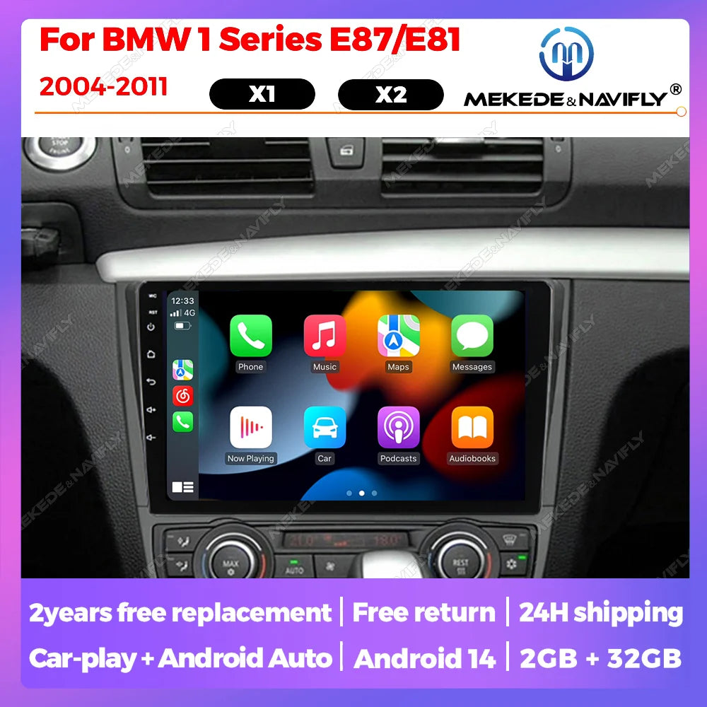 Car intelligent system GPS Carplay+Auto For BMW 1 Series E81 E82 E88 bmw E87 2004 - 2011 A