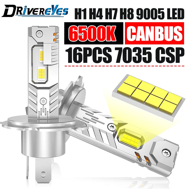 1:1 Size H4 Plug&Play H7 LED Headlight Canbus H11 H8 H11 9005 HB3 9006 HB4 H9 Turbo Fog He