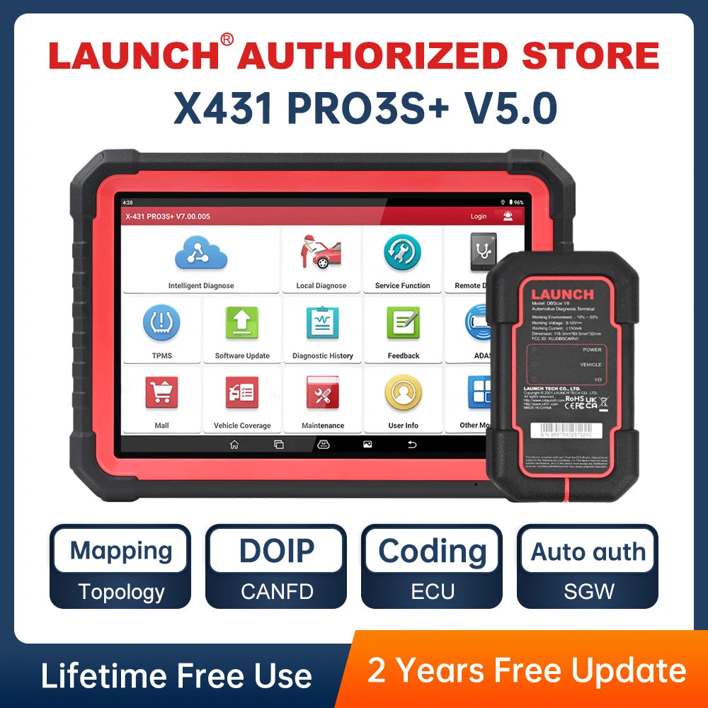 X431 PRO3S+ V5.0 LAUNCH Car Diagnostic Tools Topology Map Bidirectional Coding DBScar VII  | AUTOKITSHOP
