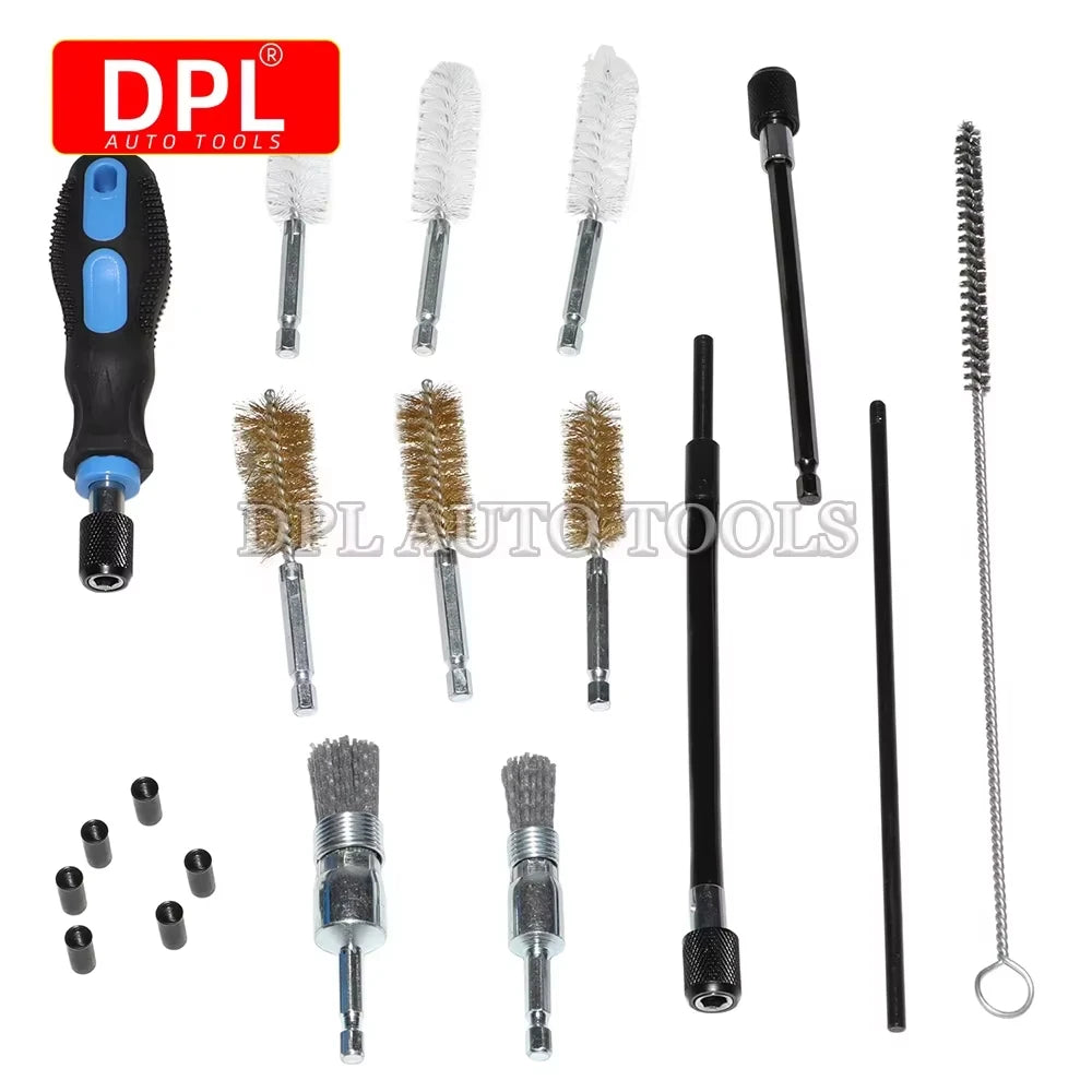 Universal Diesel Injector Seat Port Cleaning Tool Kit 19Pcs Decarbonising Fuel Nozzle Repair Too - Automotive LED Light