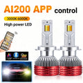 H7 LED Headlight Bluetooth APP Control 12V 3000-6000K Smart LED 48pcs Chip High Power for
