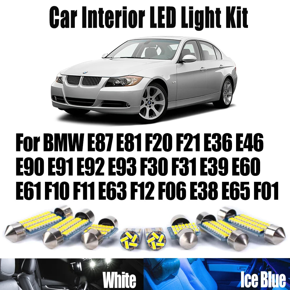 LED Interior Light Kit for BMW E87 E81 F20 F21 E36 E46 E90 E91 E92 E93 F30 F31 E39 E60 E61 F10 F11 E63 F12 F06 E38 E6...