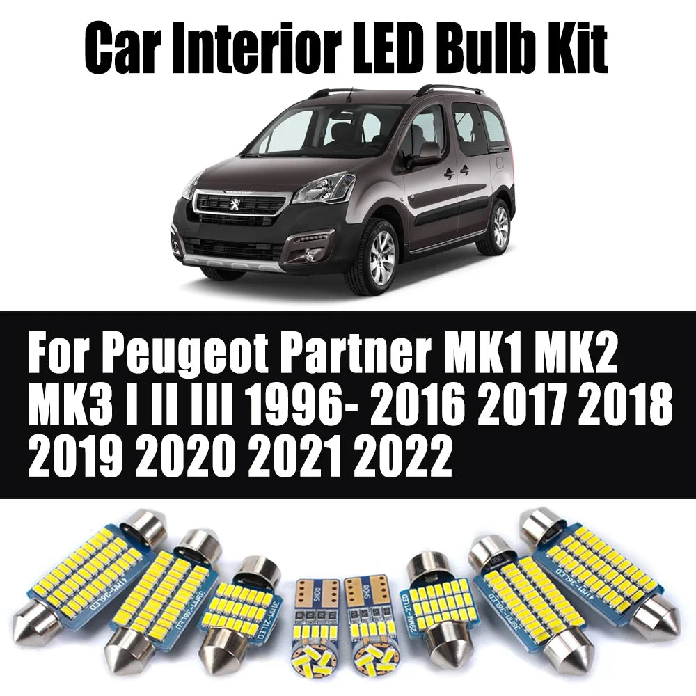 LED Interior Light Kit for Peugeot Partner MK1 MK2 MK3 I II III 1996- 2019 - Canbus Dome Map Door Trunk Bulbs | AUTOK...
