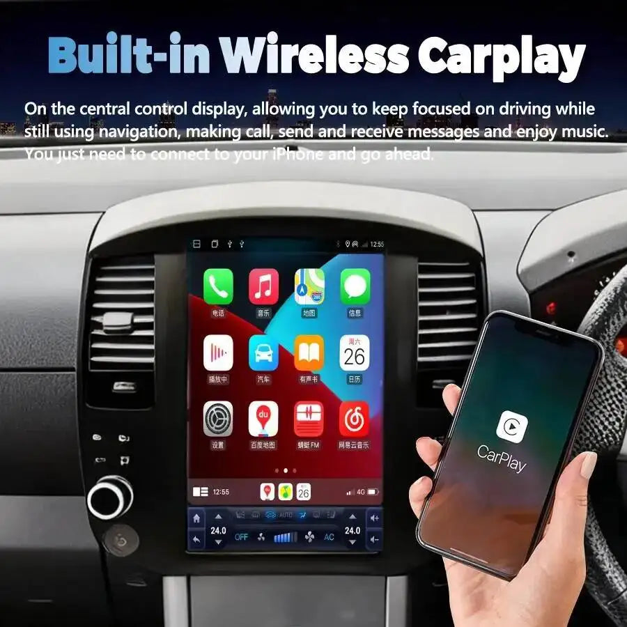 Stereo Auto Radio GPS Car Navigation 4G WiFi Head Unit 12.8" Android Multimedia Video Play