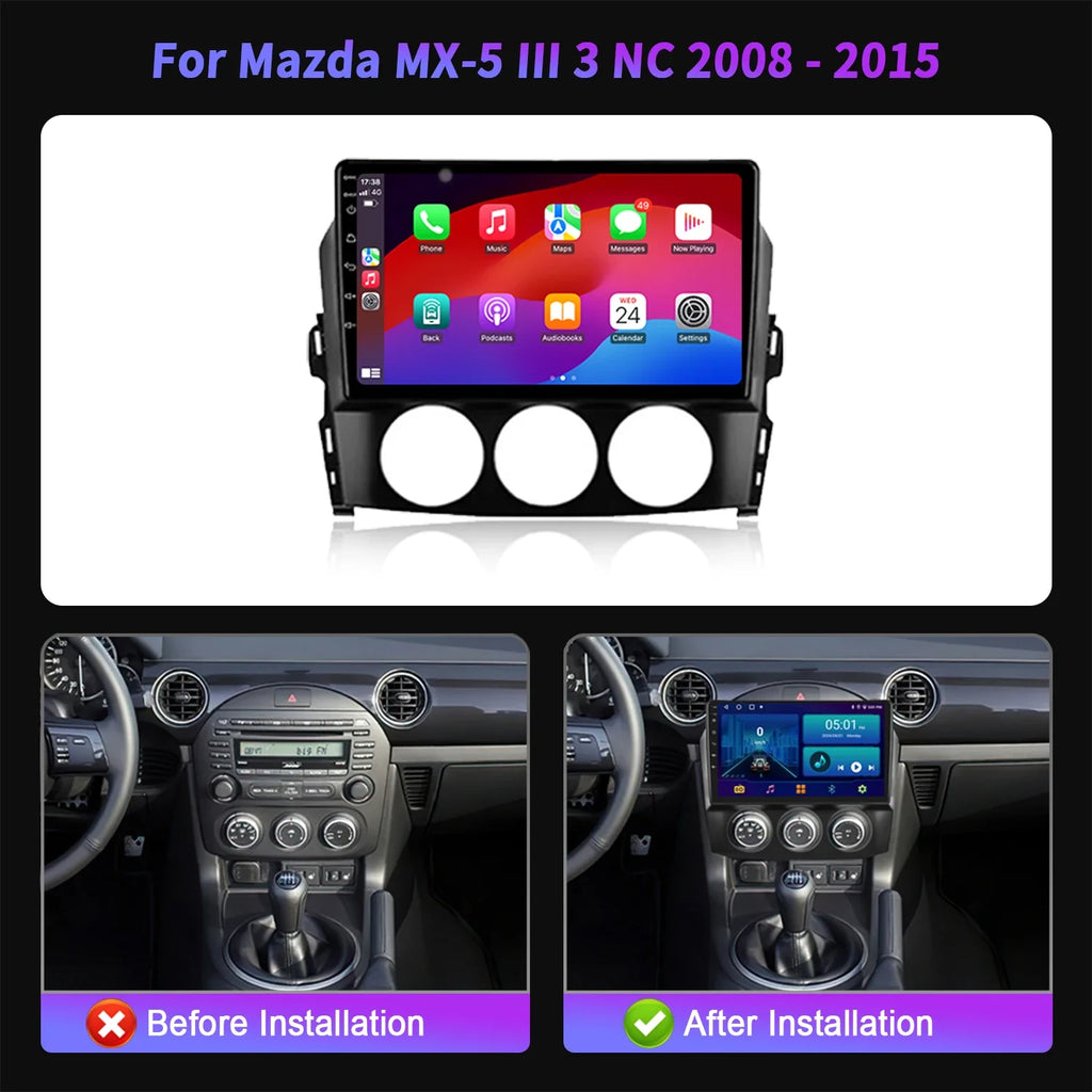 Android 14 Car Radio For Mazda MX-5 III 3 NC 2008-2015 Navigation Wireless BTCarplay Multi