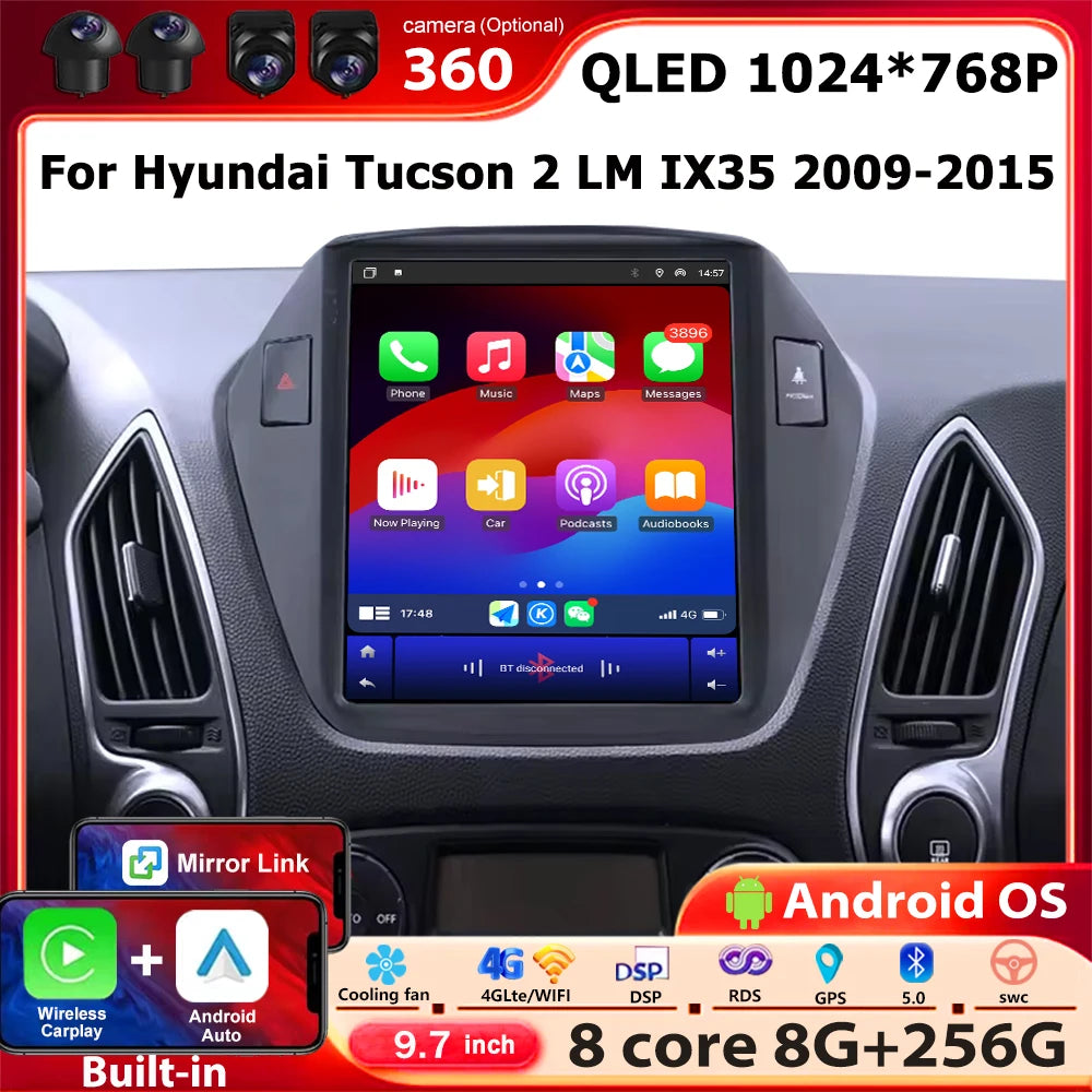 Wireless Carplay For Hyundai Tucson 2 LM IX35 2009 - 2015 Android 16 Auto Car Radio Multim