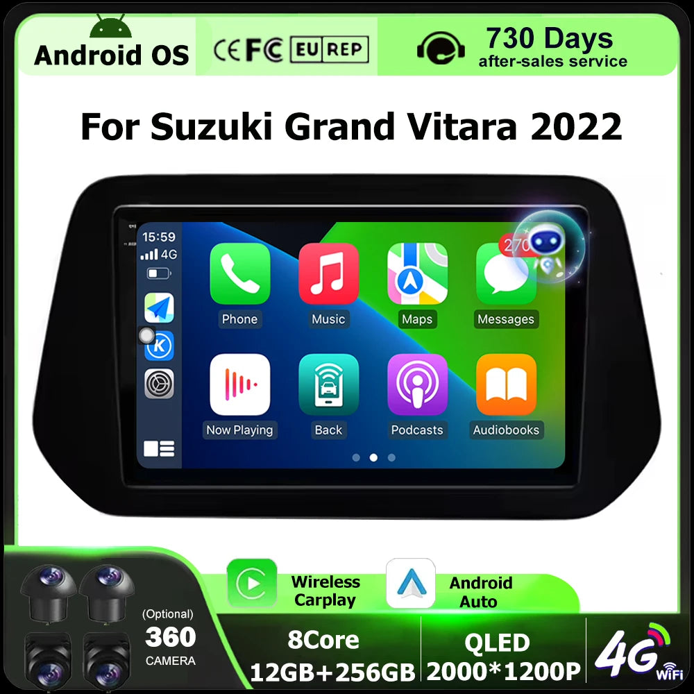 Android 16 Auto For Suzuki Grand Vitara 2022 Car Radio Multimedia Video Player GPS Navigat