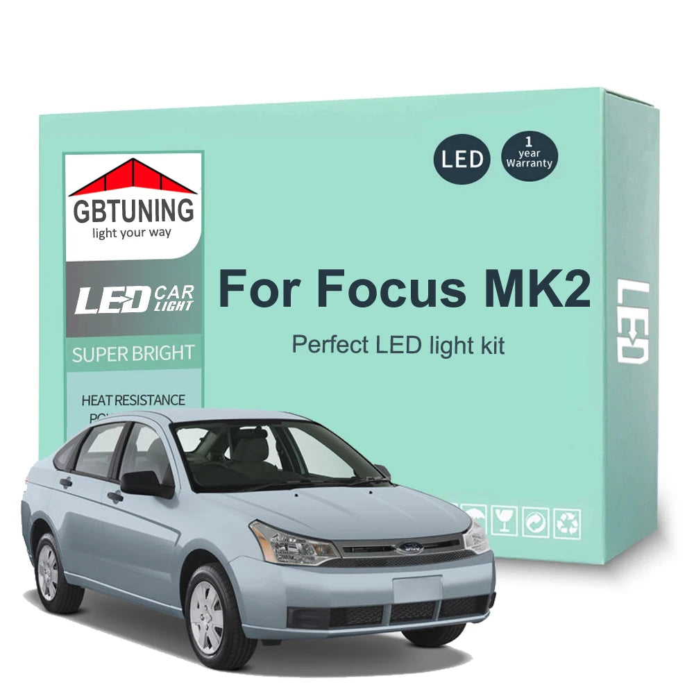 14-Piece LED Interior Light Kit for Ford Focus 2 MK2 - Canbus Error-Free Bulbs | AUTOKITSHOP