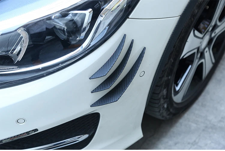 Carbon Fiber Look Car Front Bumper Fins Spoiler Wing Lip Splitter Universal