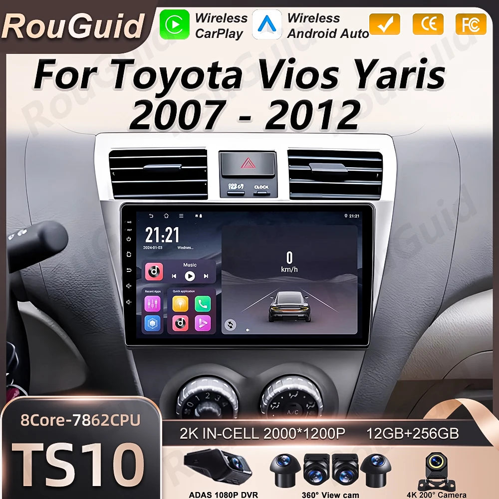 Android 16 Car Radio For Toyota Vios Yaris 2007 2008 2009 2010 2011 2012 Multimedia Player | AUTOKITSHOP