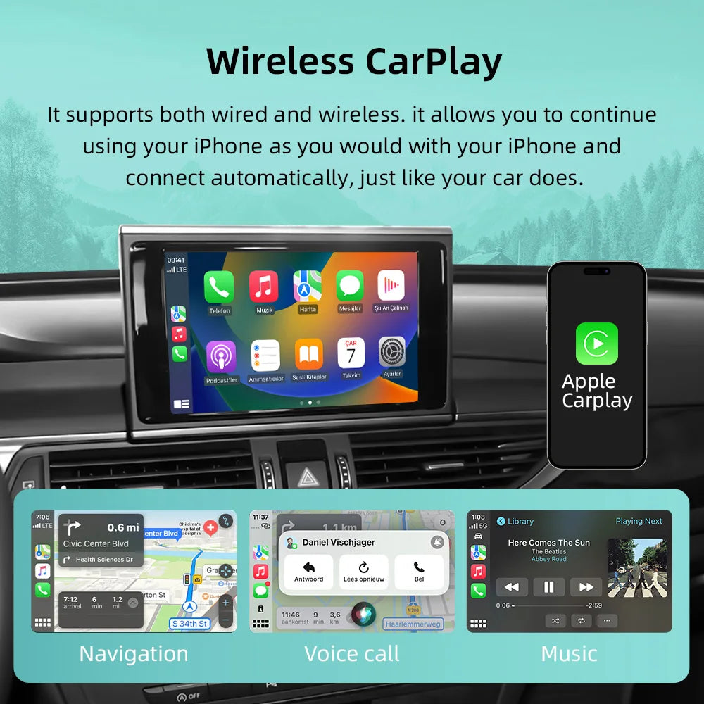 Wireless CarPlay Android Auto Interface Adapter Box For Audi A6 A7 2012-2016 Mirror Link B | AUTOKITSHOP