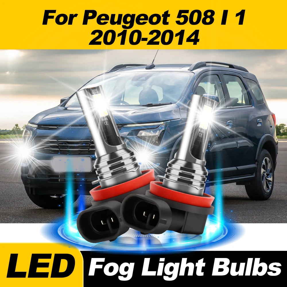 60W H8 H9 H11 Car Fog Lights 20000LM Super Bright LED Fog Lamps 12V 6000K White For Peugeo