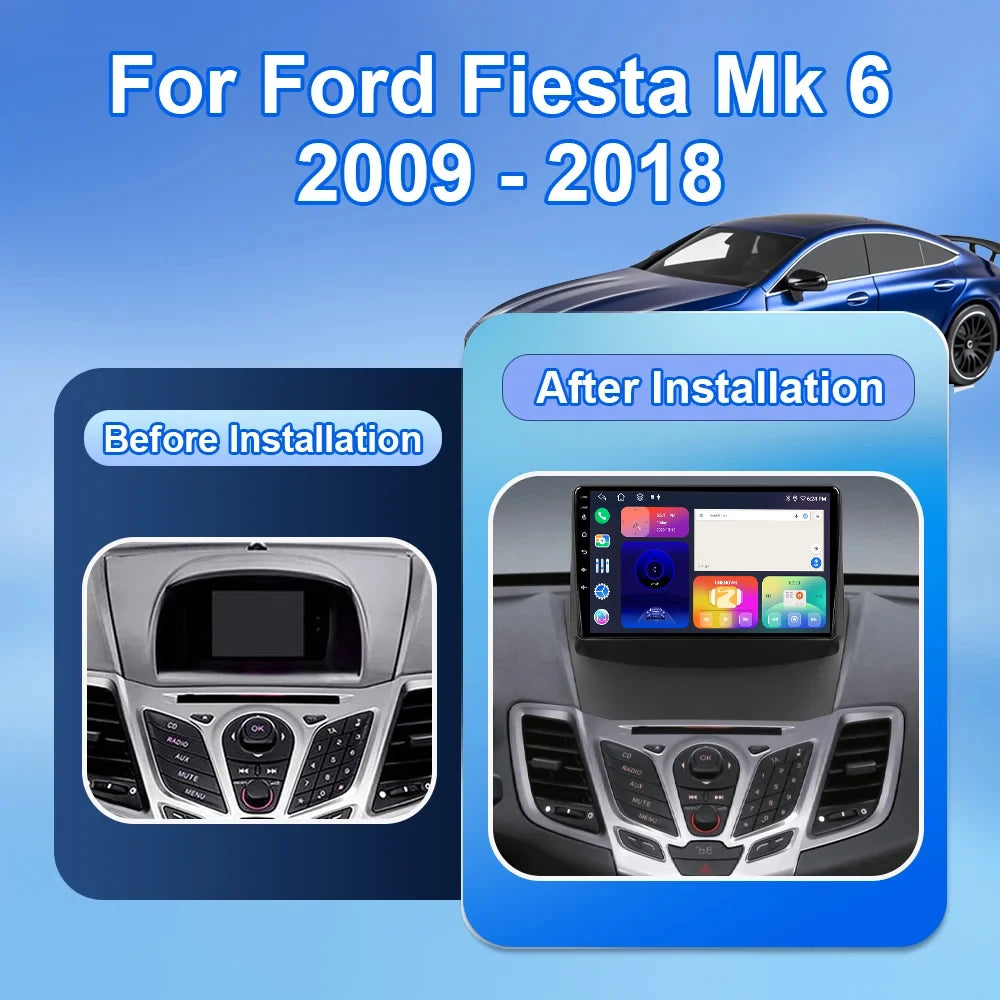 For Ford Fiesta Mk 6 2009-2018 Android 16 Car Radio Video Multimedia Carplay Navigation GP
