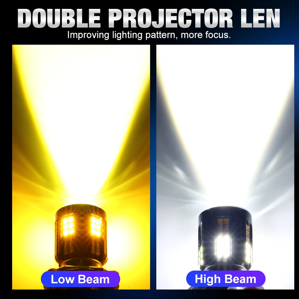 H4 LED Projector Lens Headlight Motorcycle 12V 2600LM 20W BA20D Led Light Bulbs White Yell