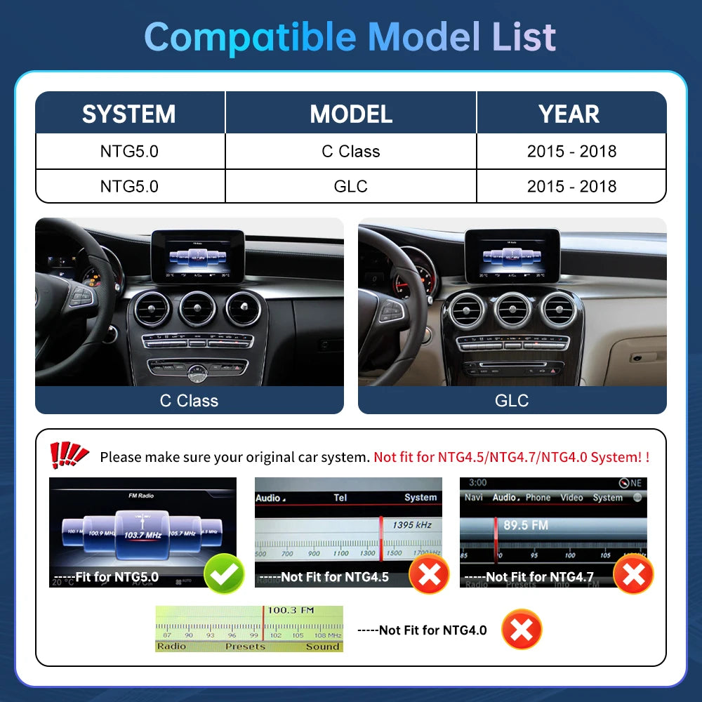 RoadTop Wireless CarPlay Decoder Android Auto for Mercedes Benz C-Class & GLC-NTG5.0 2015- | AUTOKITSHOP
