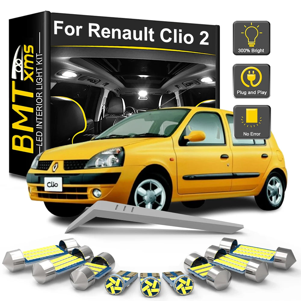 8-Piece LED Interior Light Kit for Renault Clio 2 II MK2 - Canbus Error-Free Bulbs | AUTOKITSHOP